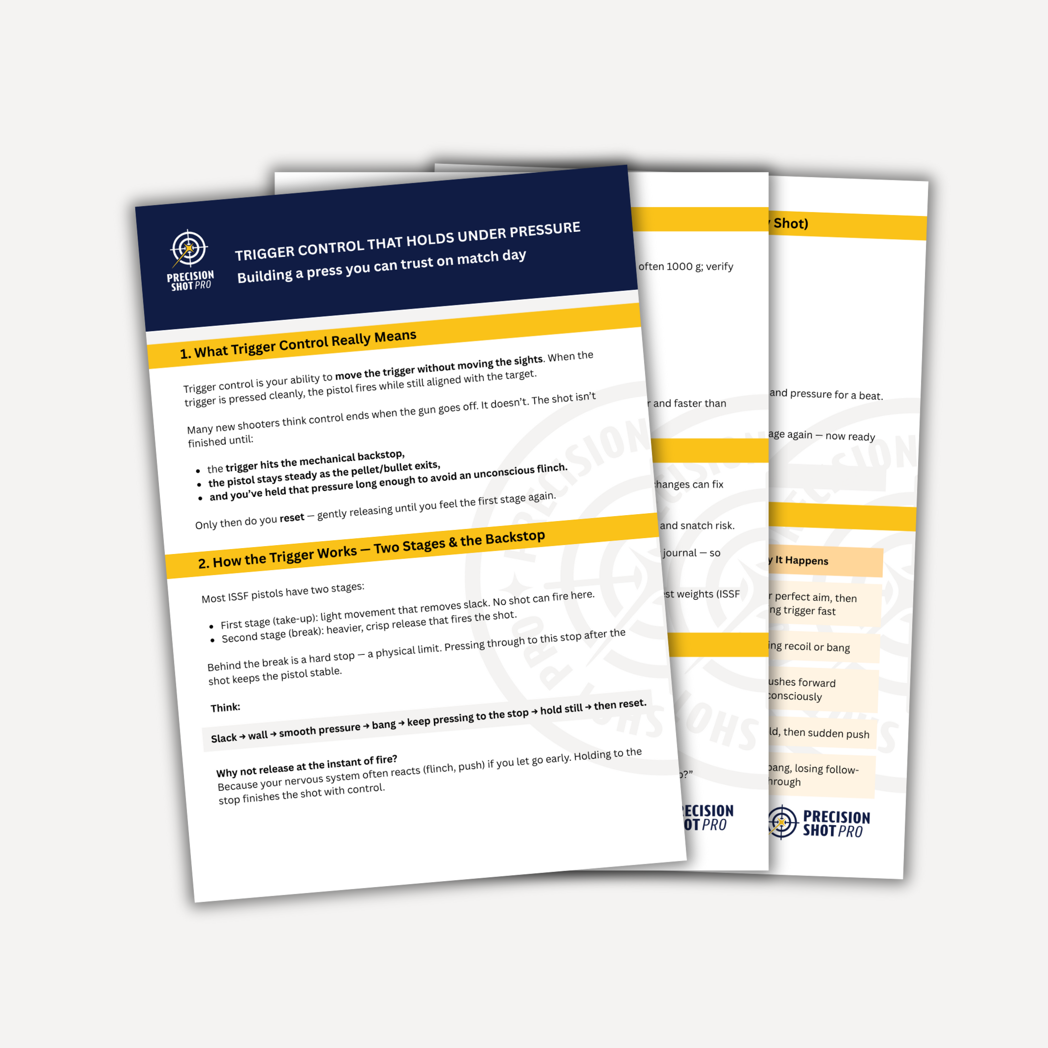 Trigger Control That Holds Under Pressure — free ISSF pistol training PDF by Precision Shot Pro