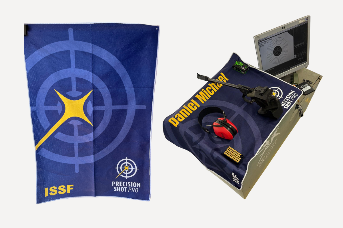 Premium range towel for ISSF pistol with optional custom name